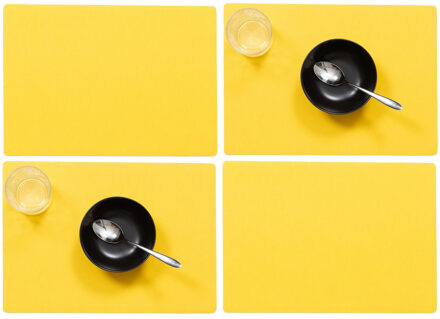 Wicotex luxe Placemats Plain - Set van 8x stuks - geel - 43 x 30 cm - Met anti slip laag - Teflon co