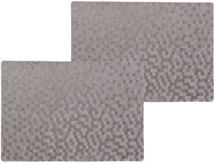 Wicotex luxe tafel placemats Stones - 8x stuks - PVC - grijs - 30 x 43 cm - met anti slip - en PU co