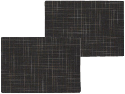 Wicotex Placemats - 12x - zwart - 30 x 43 cm - anti slip laag