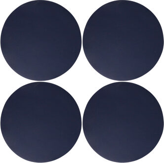 Wicotex Placemats Uni - 4x - donker blauw - rond 38 cm - anti slip laag - Teflon coating toplaag