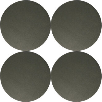 Wicotex Placemats Uni - 4x - donker grijs - rond 38 cm - anti slip laag - Teflon coating toplaag