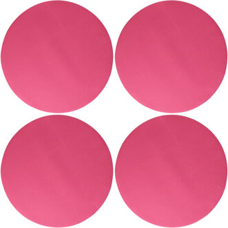 Wicotex Placemats Uni - 4x - fuchsia roze - rond 38 cm - anti slip laag - Teflon coating toplaag