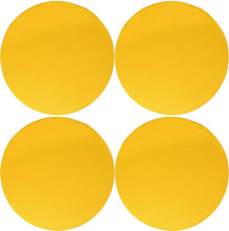 Wicotex Placemats Uni - 4x - geel - rond 38 cm - anti slip laag - Teflon coating toplaag