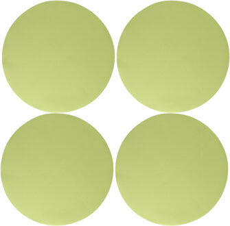 Wicotex Placemats Uni - 4x - lime groen - rond 38 cm - anti slip laag - Teflon coating toplaag