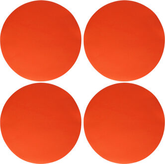Wicotex Placemats Uni - 4x - oranje - rond 38 cm - anti slip laag - Teflon coating toplaag
