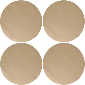 Wicotex Placemats Uni - 4x - taupe - rond 38 cm - anti slip laag - Teflon coating toplaag