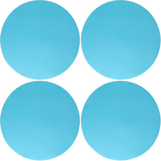 Wicotex Placemats Uni - 4x - turquoise - rond 38 cm - anti slip laag - Teflon coating toplaag