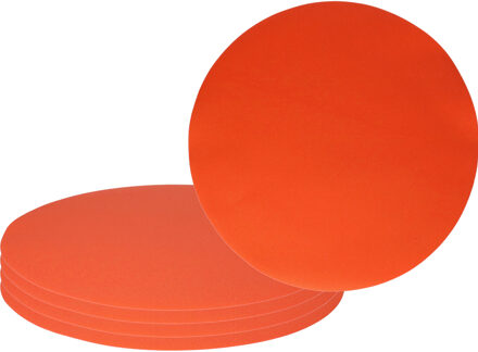 Wicotex Placemats Uni - 6x - oranje - rond 38 cm - anti slip laag - Teflon coating toplaag