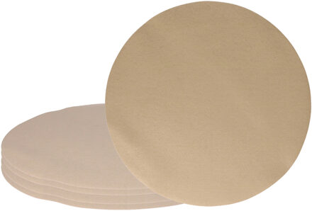 Wicotex Placemats Uni - 6x - taupe - rond 38 cm - anti slip laag - Teflon coating toplaag