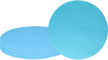 Wicotex Placemats Uni - 6x - turquoise - rond 38 cm - anti slip laag - Teflon coating toplaag