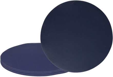 Wicotex Placemats Uni - 8x - donker blauw - rond 38 cm - anti slip laag - Teflon coating toplaag