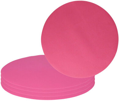 Wicotex Placemats Uni - 8x - fuchsia roze - rond 38 cm - anti slip laag - Teflon coating toplaag