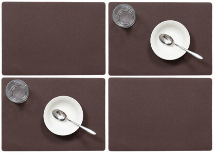 Wicotex Set van 4x stuks stevige luxe Tafel placemats Plain chocolade bruin 30 x 43 cm