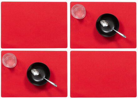 Wicotex Set van 4x stuks stevige luxe Tafel placemats Plain rood 30 x 43 cm - Placemats