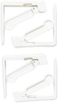 Wicotex Tafelkleed klem - 12x - wit - kunststof - 14 x 9 cm - tafelzeil klemmen