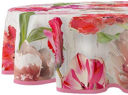 Wicotex Tafelkleed rond tulpen Ø160cm PVC rood