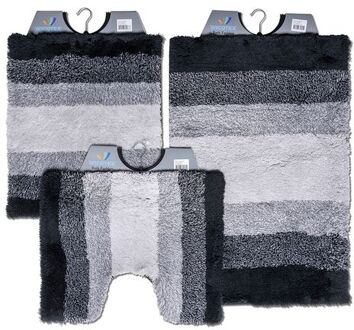 Wicotex Wicotex-Badmat-set-Badmat-Toiletmat-Bidetmat regenboog zwart-Antislip onderkant-WC mat-met uitsparing