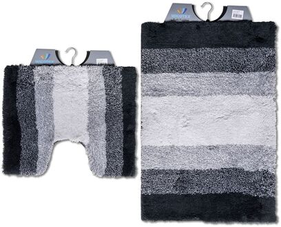 Wicotex Wicotex-Badmat set met Toiletmat-WC mat-met uitsparing regenboog zwart-Antislip onderkant