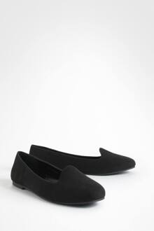 Wide Fit Basic Slipper Ballet Flats, Black - 41