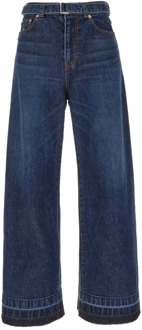Wide Jeans Sacai , Blue , Dames - S,Xs
