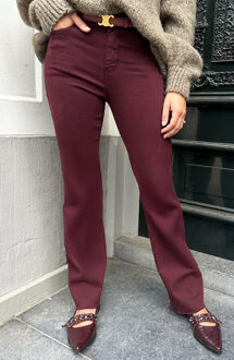 Wide Leg Jeans Burgundy Stretch FMH Bordeauxrood
