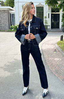 Wide Leg Jeans Deep Blue Stretch FMH Blauw