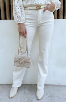 Wide Leg Jeans Offwhite Stretch FMH Ecru