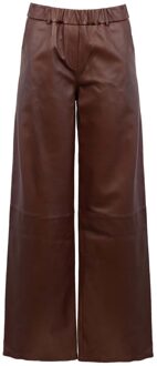Wide leg leren broek Thalina  bordeaux - 34,38,40,42,