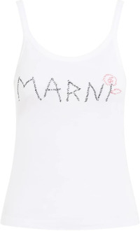 Wide Neck Tank Top in Lily White Marni , White , Dames - S,Xs,2Xs