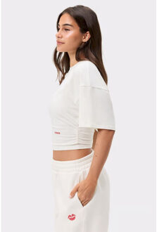 wide sleeve tee training t-shirt korte mouw dames - Wit