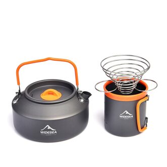 Widesea Camping Koffie Pannenset Outdoor Servies Mok Koken Theepot Ketel Pot Filter Rack Cup Wandelen Accessoires Apparatuur Filter kader