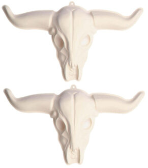 Widmann 2x stuks western thema decoratie 3D pvc schedel stier 75 x 43 cm