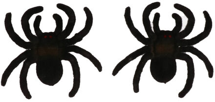 Widmann 2x stuks zwarte fluwelen horror decoratie spinnen 10 cm