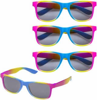 Widmann 4x stuks regenboog retro thema fun verkleed bril/zonnebril