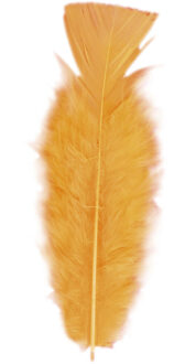 Widmann 50x Oranje veren/sierveertjes decoratie/hobbymateriaal 17 cm