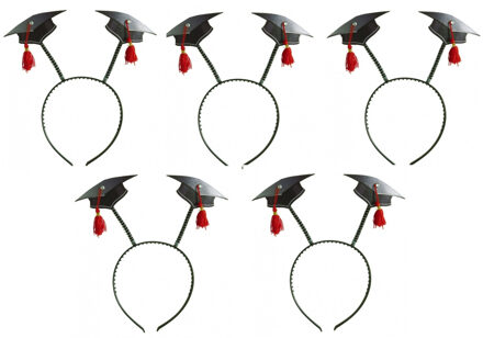 Widmann Afstudeer/geslaagd hoedjes op diadeem - 5x - zwart - diploma gehaald