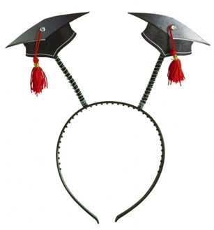 Widmann Afstudeer/geslaagd hoedjes op diadeem - zwart - diploma gehaald