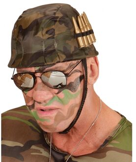 Widmann Camouflage helm met nep kogels - Verkleedhoofddeksels Groen