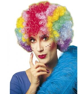Widmann Carnaval pruik Clown - Gekleurde clownspruik voor volwassenen
