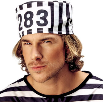 Widmann Carnaval verkleed Boevenmuts - petje - zwart/wit - voor volwassenen - Crimineel - Verkleedhoofddeksels Multikleur