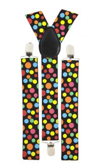 Widmann Carnaval verkleed bretels met gekleurde stippen Multi