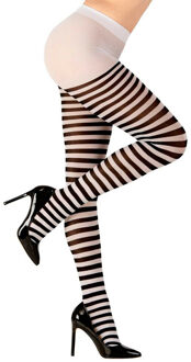 Widmann Carnaval verkleed panty voor dames - zwart/wit gestreept - 70 denier - one size M/L