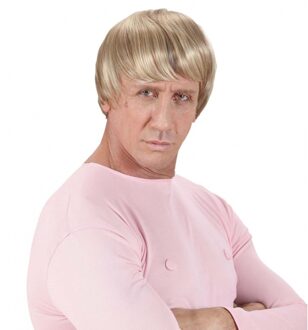 Widmann Carnaval verkleed pruik - blond - heren - kort haar - Foute boy met lok