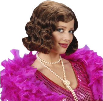 Widmann Charleston krullen pruik bruin - Verkleedpruiken