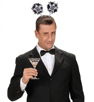 Widmann Diadeem Happy New Year zilver met 2 sterren - Verkleedhoofddeksels Zilverkleurig