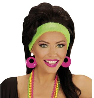 Widmann Disco oorbellen - neon roze - 4,5 cm - kunststof - 70s - verkleed sieraden