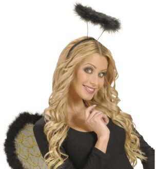 Widmann Engel halo diadeem - zwart - kunststof - haarband - halloween verkleedaccessoires Multi
