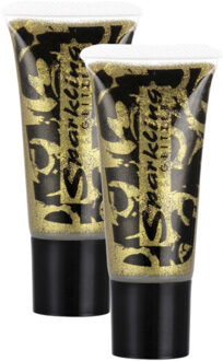 Widmann Glitter schmink - 2x - goud - 25 ml - glitterschmink - glitterverf - glittergel - bodypaint