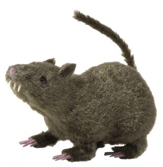 Widmann Halloween decoratie rat - bruin - 21 cm - horror/kerkhof - harig - horror themafeest