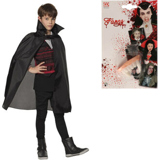 Widmann Halloween Dracula/vampier verkleed set - voor kinderen - cape en tanden - zwart One size
